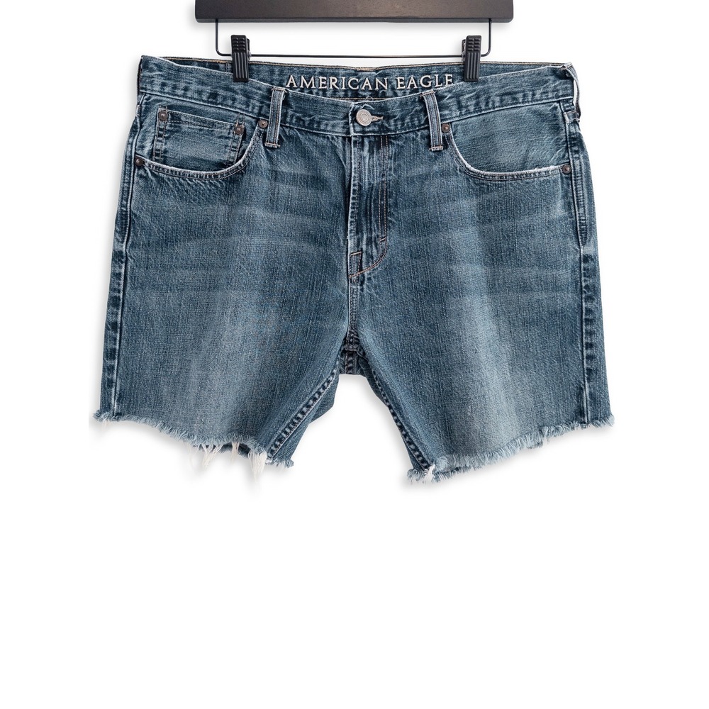 American‎ Eagle Cut Off Denim Shorts Womens 36 Blue Low Rise Boot Raw Hem Jorts